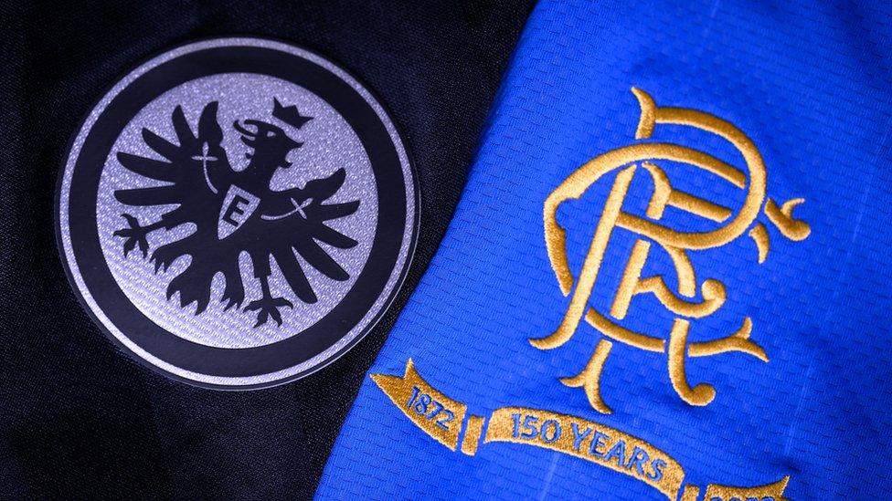 Eintracht Frankfurt and rangers badges.