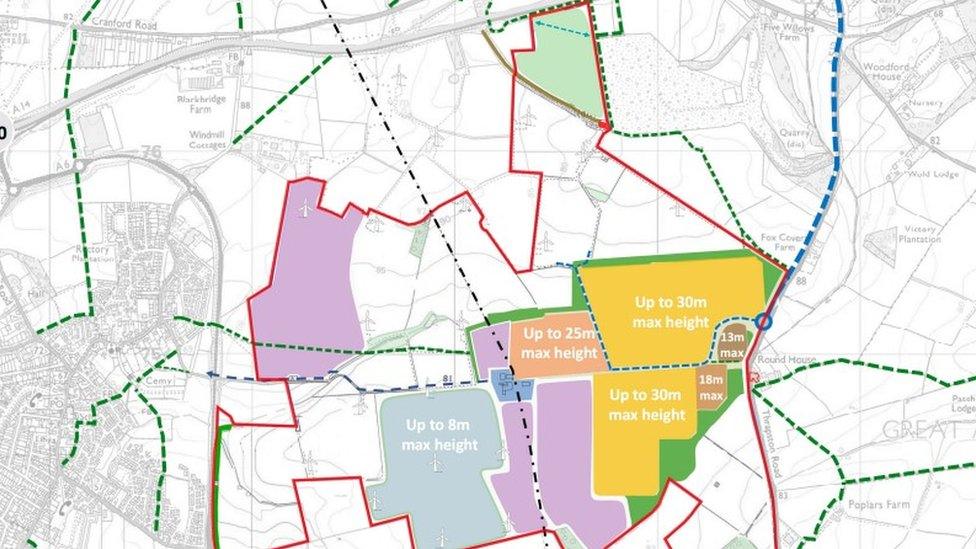 Map showing the proposed site and its proximity to Burton Latimer