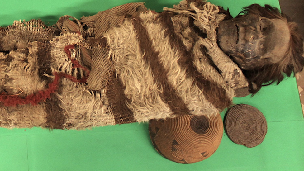 Mummified adult man of the Ansilta culture, from the Andes of San Juan, Argentina, dating back about 2,000 years