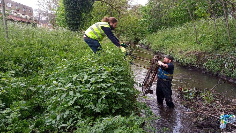 Volunteers clearing the River Sherbourne