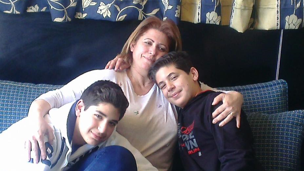 Majeda Khoury with her sons Hadi and Karim