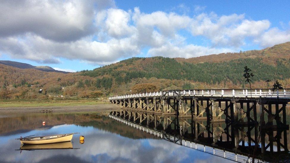 Penmaenpool Bridge by the George Hotel on the Mawddach