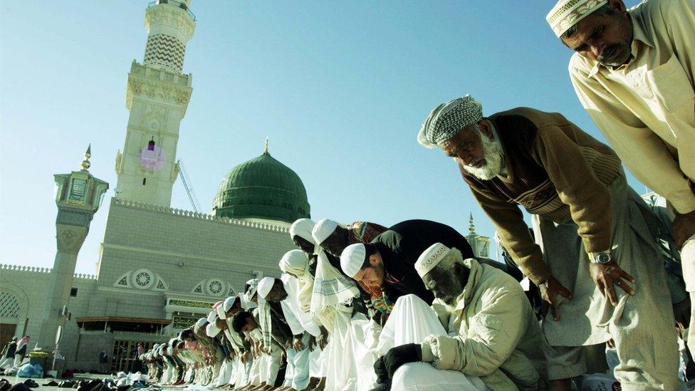 The Prophet Mohammed Mosque in the holy Saudi city of Medina