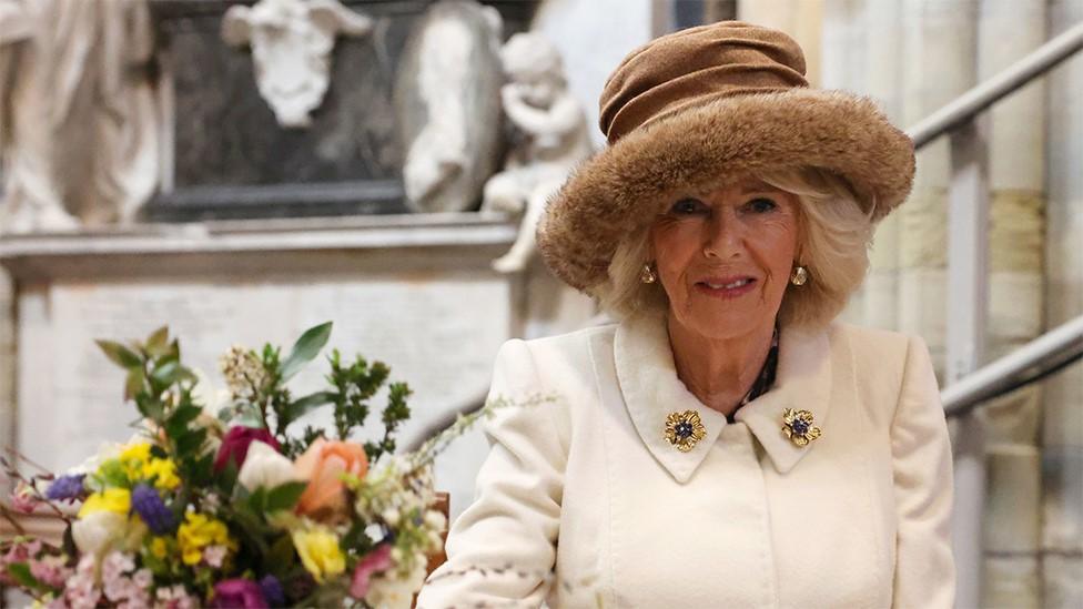 Queen Camilla attends the Royal Maundy service at Worcester Cathedral