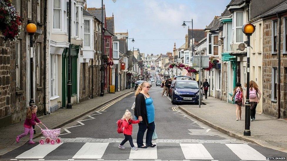 A pedestrian crossing in Camborne, Cornwall