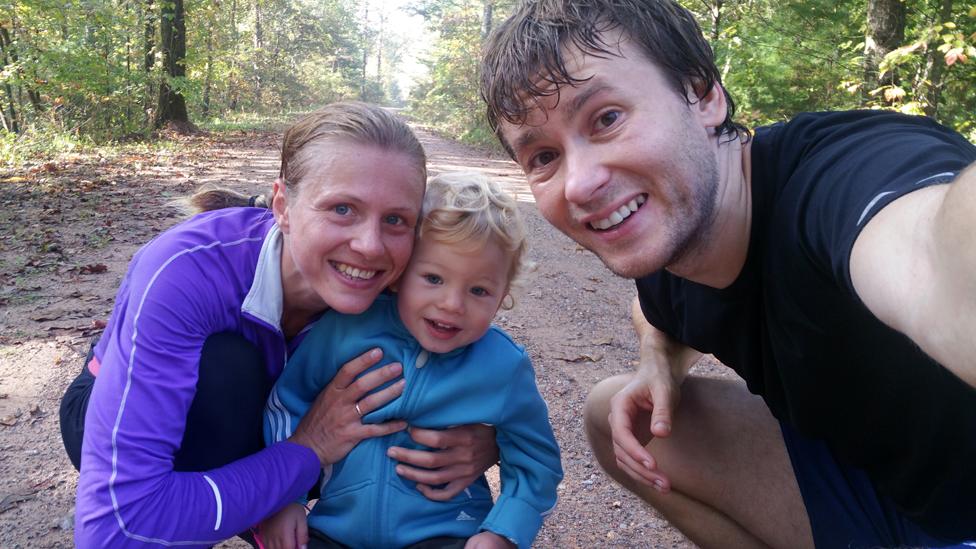 Stepanova with partner Vitaly and their son