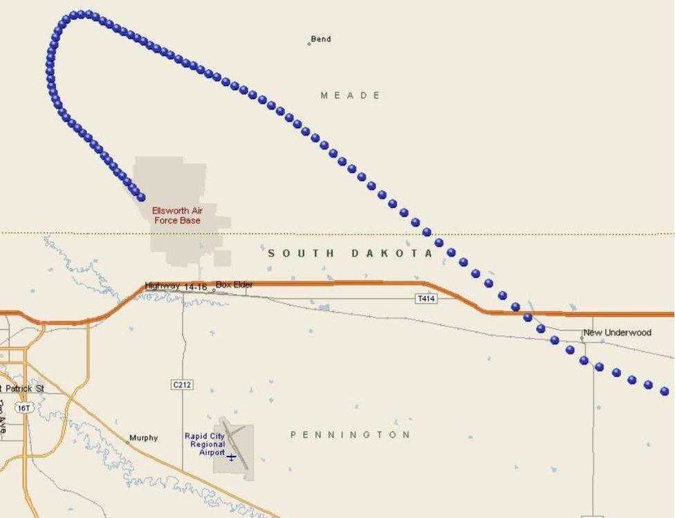 map of the flight path