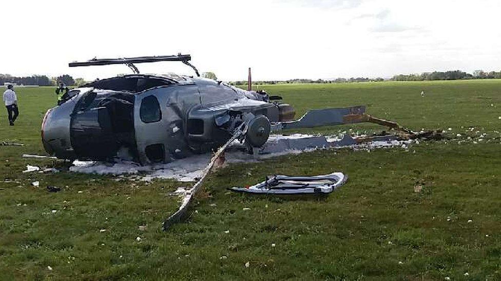 Wreckage of helicopter