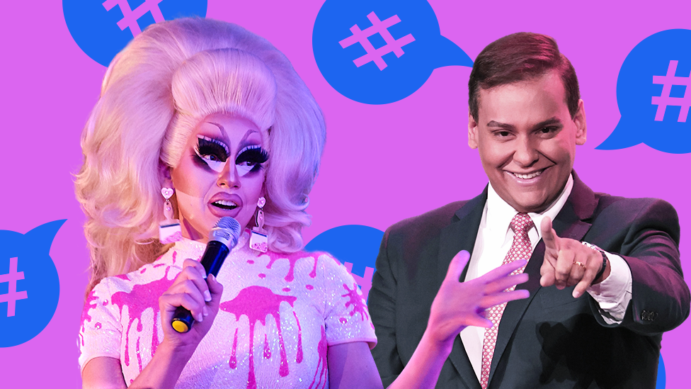 A composite picture showing George Santos and drag queen Trixie Mattel, with whom he feuded on Twitter