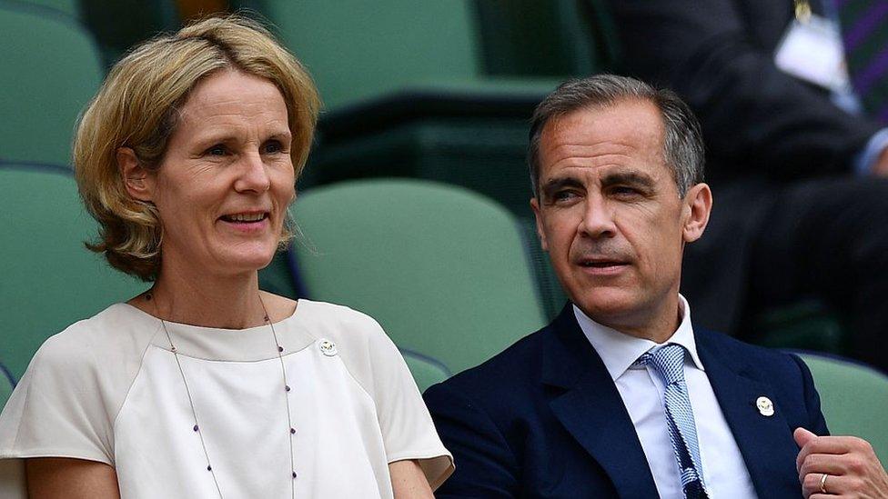 Mark Carney and his wife Diana watching Wimbledon