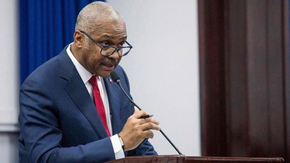 Haitian Prime Minister Jack Guy Lafontant during his speech to the deputies in Port au Prince, Haiti, July 14, 2018.