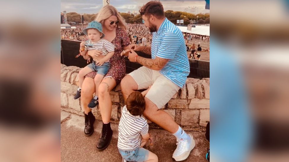 Louise Morgan and partner Josh Doyle with their sons Dexter and Teddy