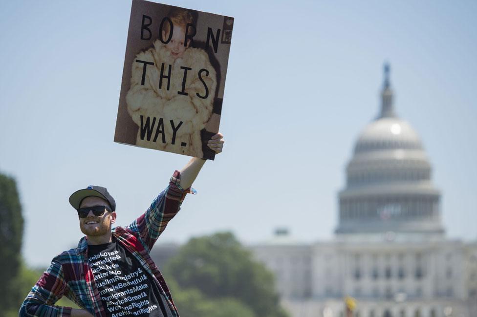 Protester in LGBT march