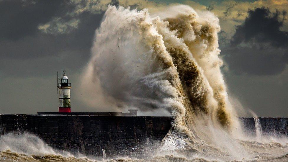 stormy sea at Newhaven in south England