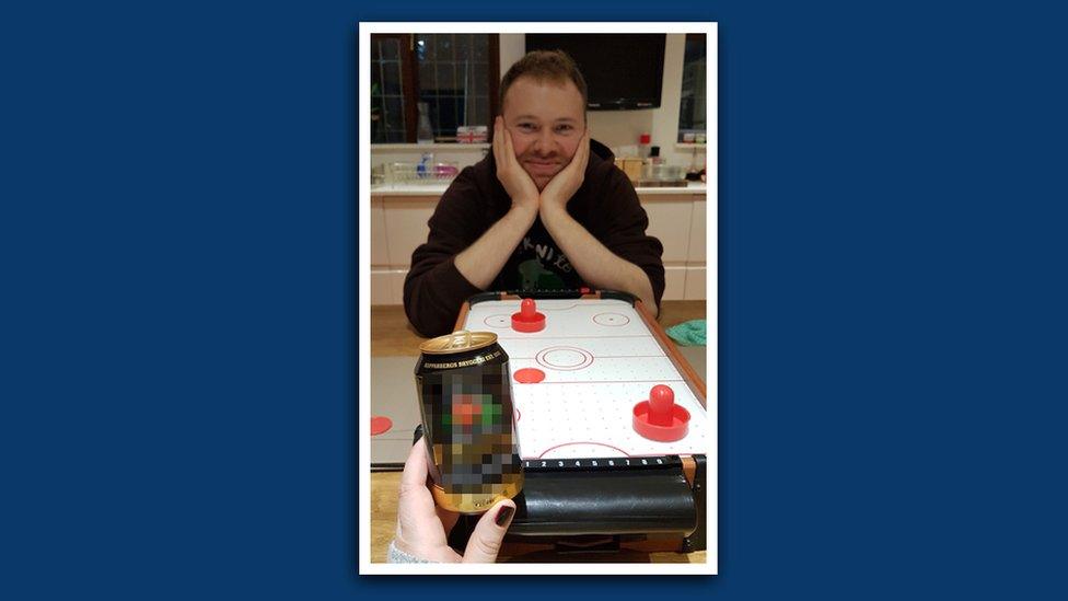 Francesca plays air hockey with her boyfriend