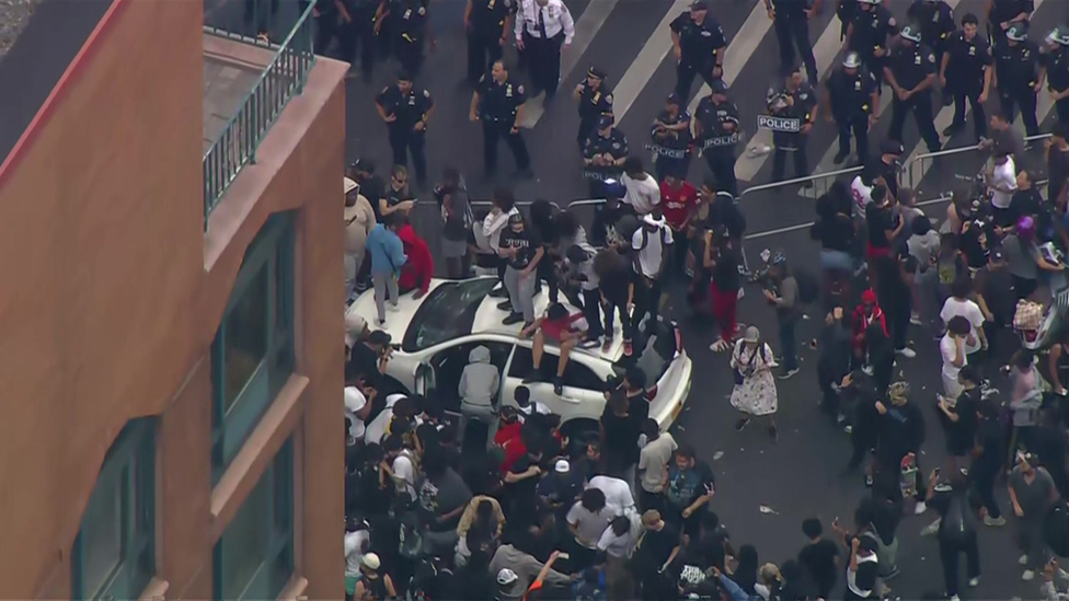 A mob emerged outside Union Square station in New York