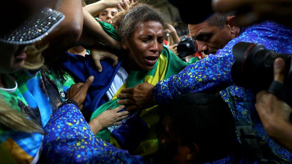 Rafaela Silva of Brazil celebrates