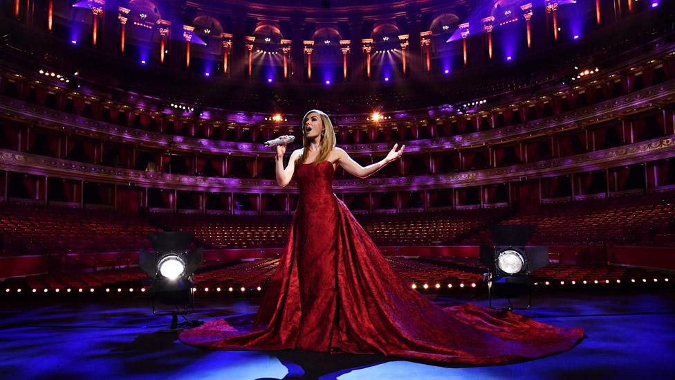 Katherine Jenkins inside the empty Royal Albert Hall