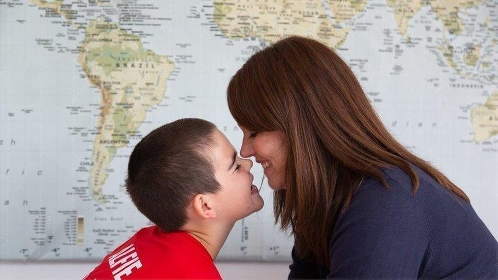 Alfie Dingley with his mum Hannah