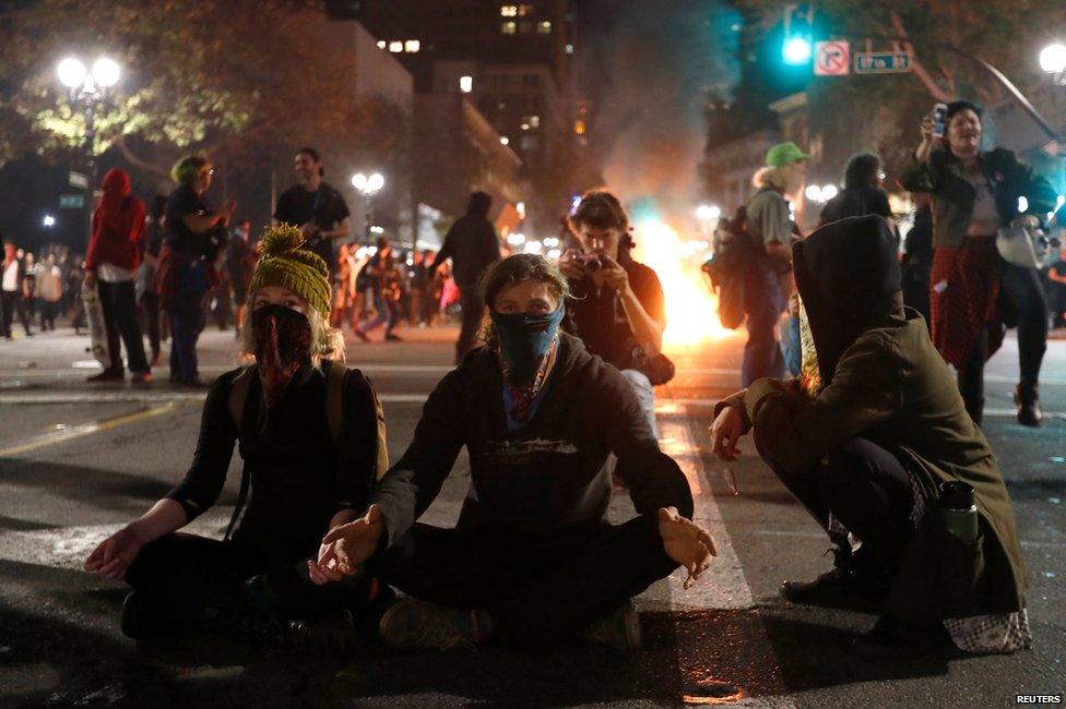 Protestors in Oakland, California