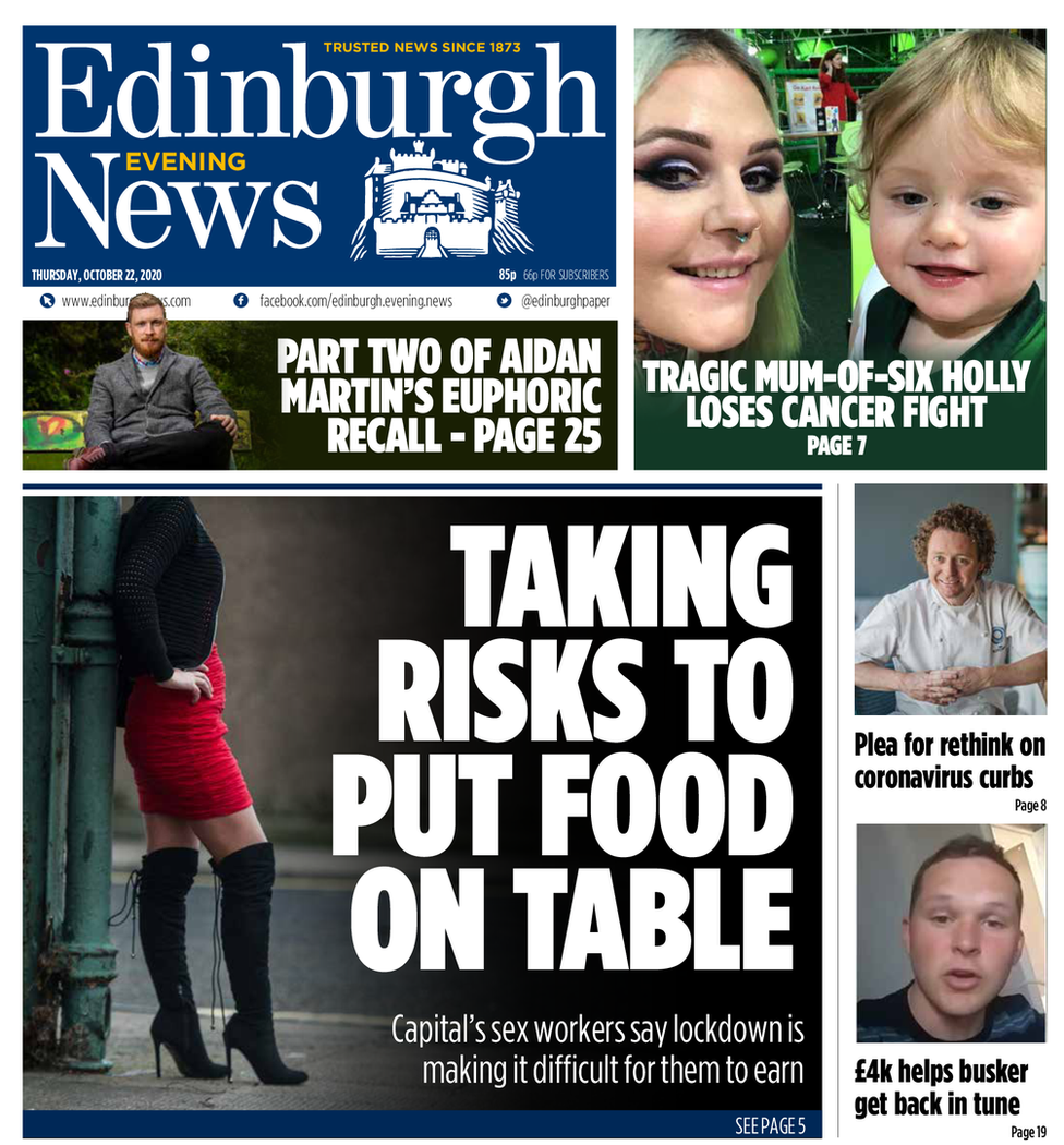 Edinburgh Evening News front page