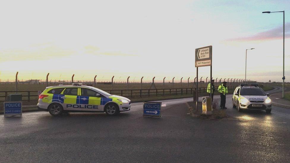 Police outside RAF Mildenhall