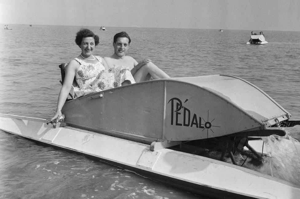 Couple in a pedalo