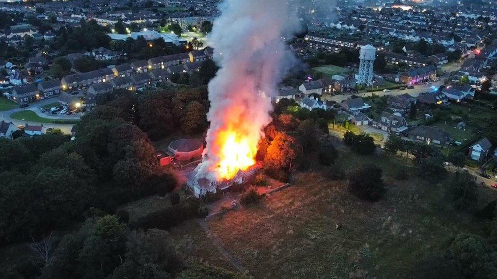 Aerial view of the fire