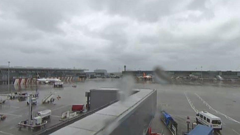 Ryanair plane hits barrier at Stansted Airport.