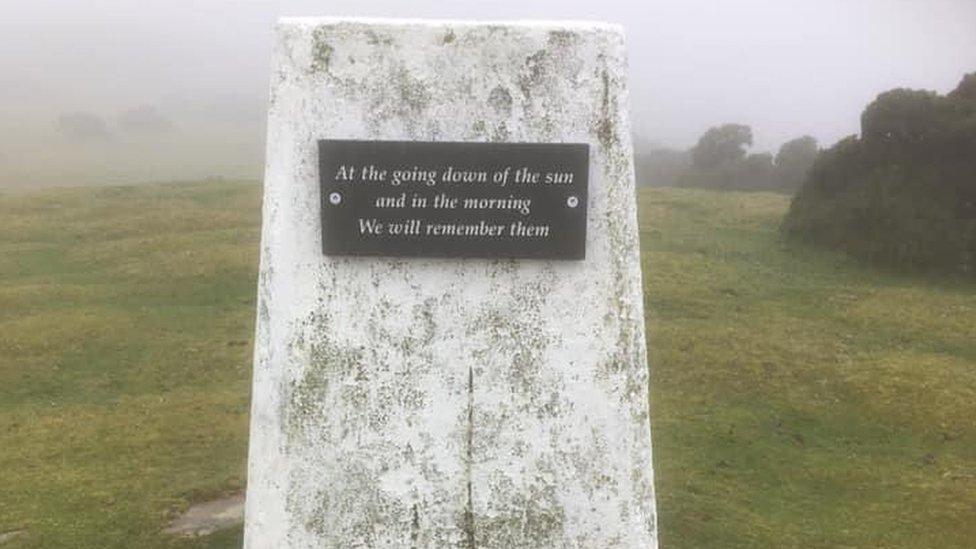 The plaque on a trig point