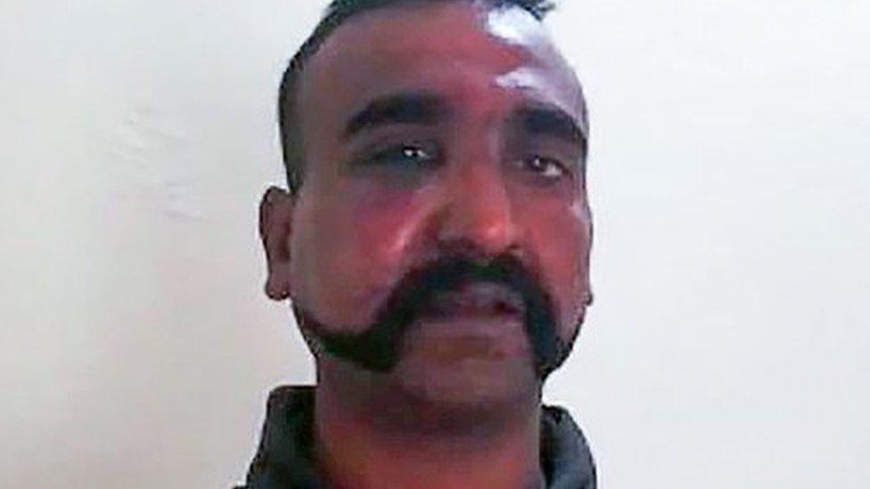 An Indian fighter pilot in the custody of Pakistani forces at an undisclosed location, 27 February 2019