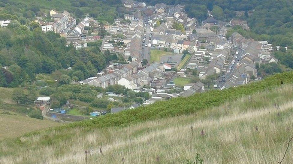 Treorchy from the Bwlch mountain, Rhondda