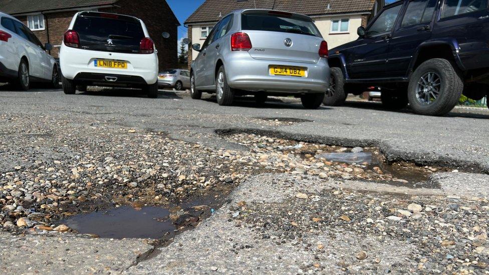 Pot holes in Basildon