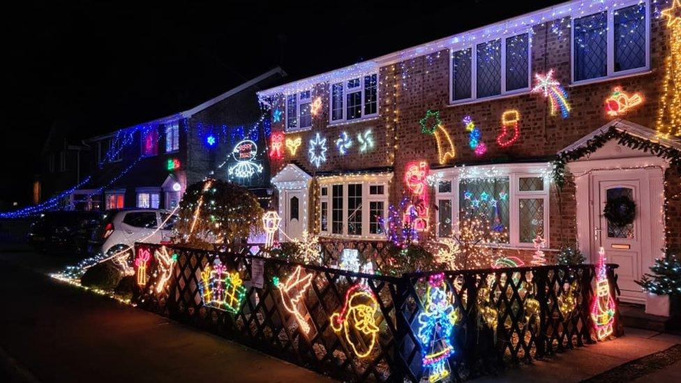 House decorated with Christmas lights