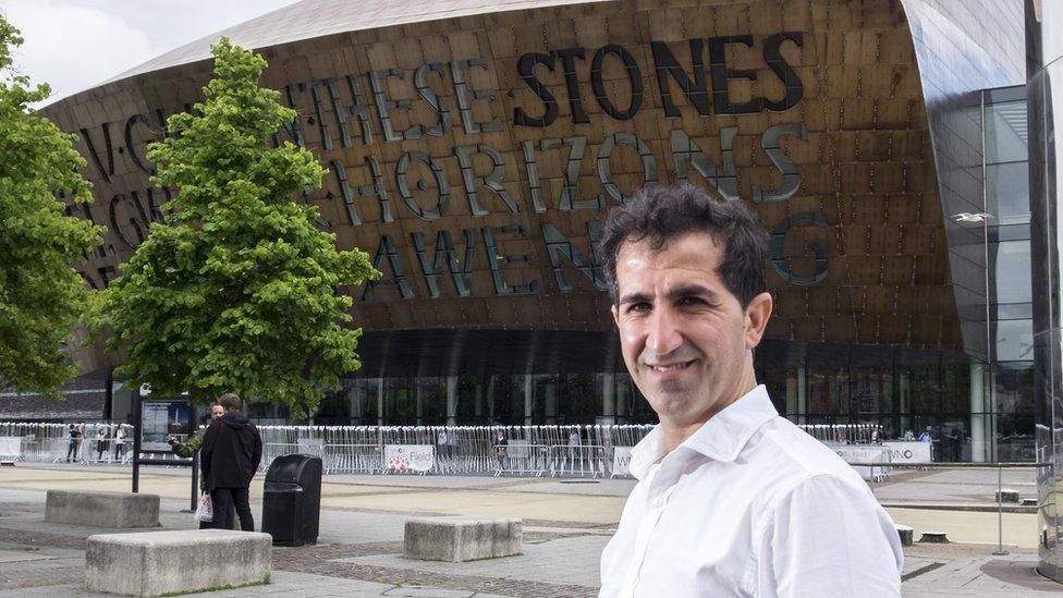 Kurdish refugee Salah Rasool took his wedding vows in Welsh