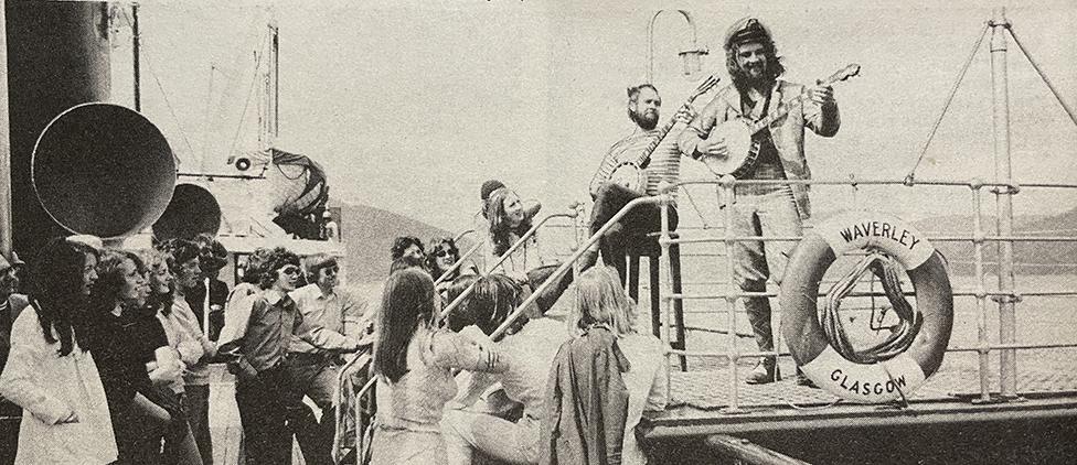 Billy Connolly entertains passengers on The Waverley in 1973