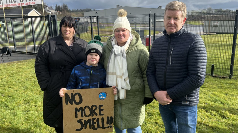 Sinn Féin councillor Gael Gildernew, Paudi Nugent, Maria Nugent and DUP councillor Mark Robinson