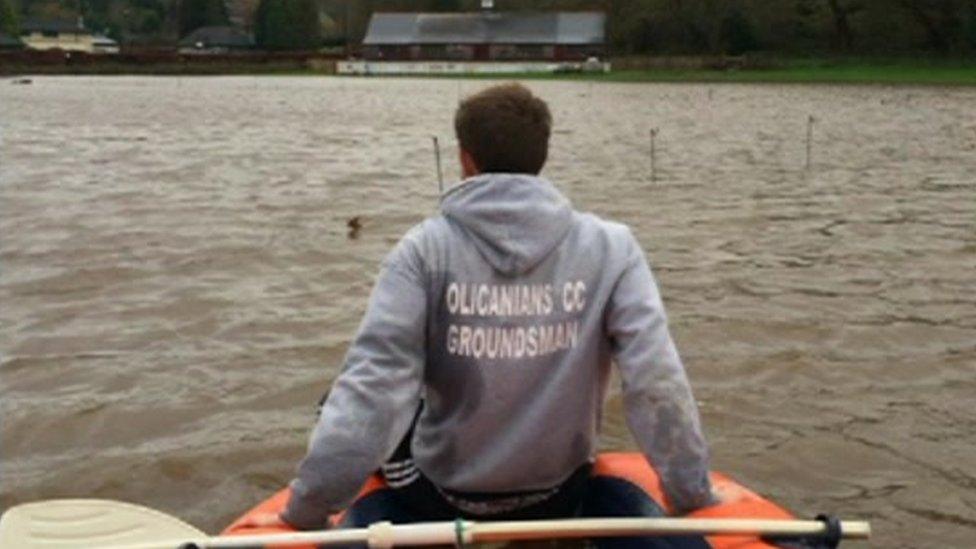 Canoe at Ilkley cricket ground