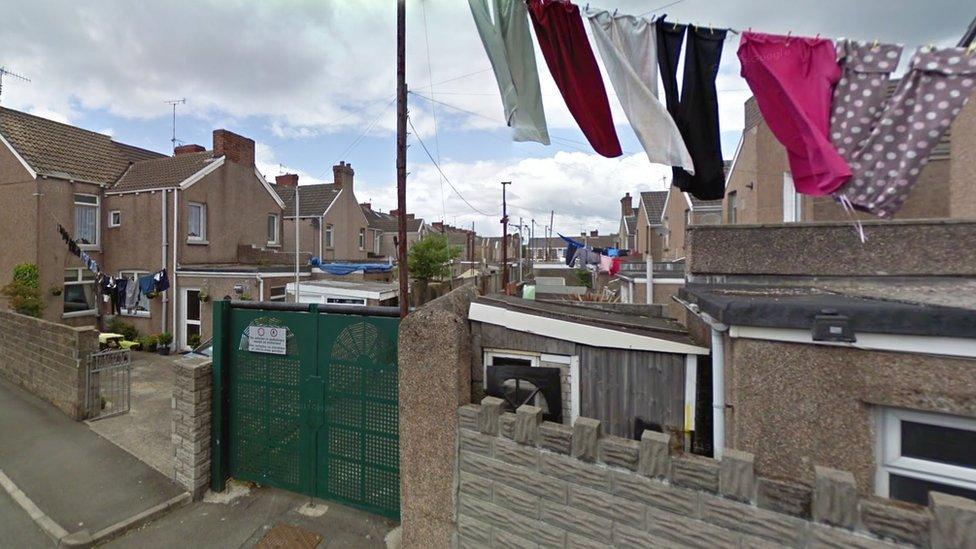 Rear of houses in Olive Street, Aberavon