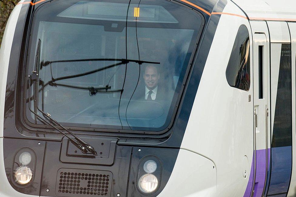 Prince William drives a Crossrail train during a visit to Bombardier on November 30, 2016 in Derby, England