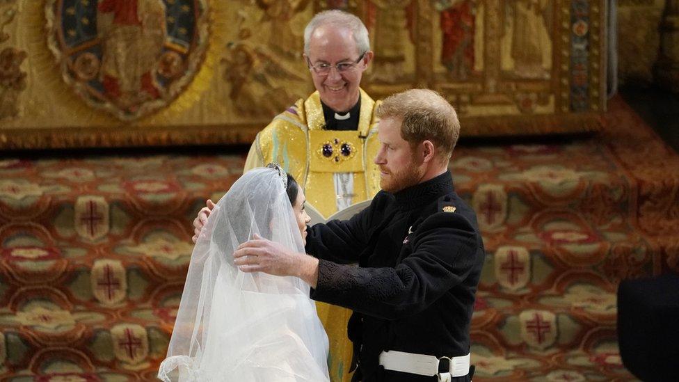 Prince Harry and Meghan Markle on their wedding day