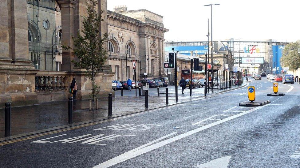 Outside Newcastle Central Station, Neville Street