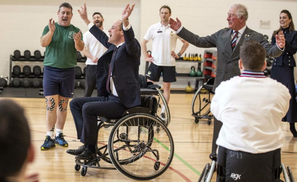 Prince William plays wheelchair basketball at Stanford Hall