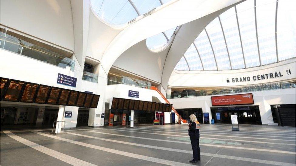 A general view at an empty Birmingham New Street train station