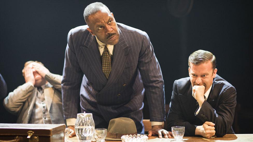 Sir Lenny Henry with Simon Holland Roberts (left) and Philip Cumbus in The Resistible Rise of Arturo Ui