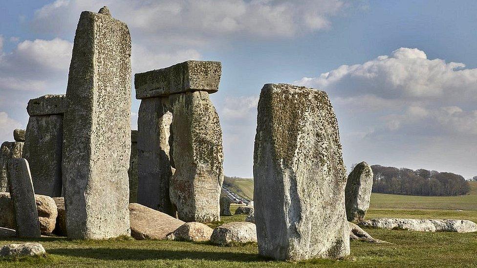 Stonehenge and A303 in the distance