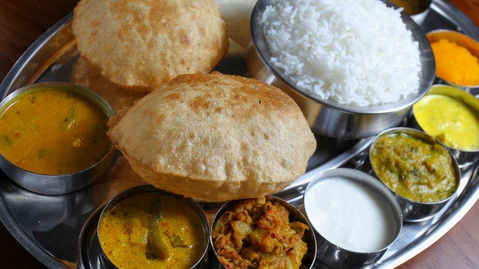 Indian vegetarian thali plate