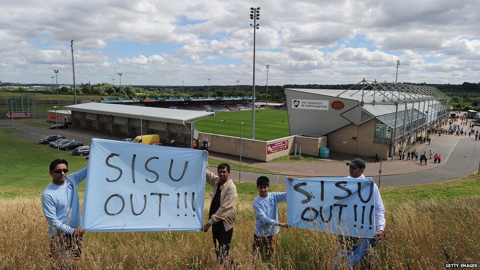 Fans protest over Sisu's decision to move Coventry's home games to Northampton in 2013