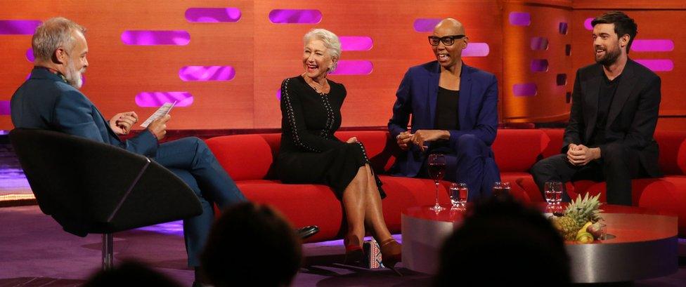 Graham Norton, Dame Helen Mirren, RuPaul and Jack Whitehall