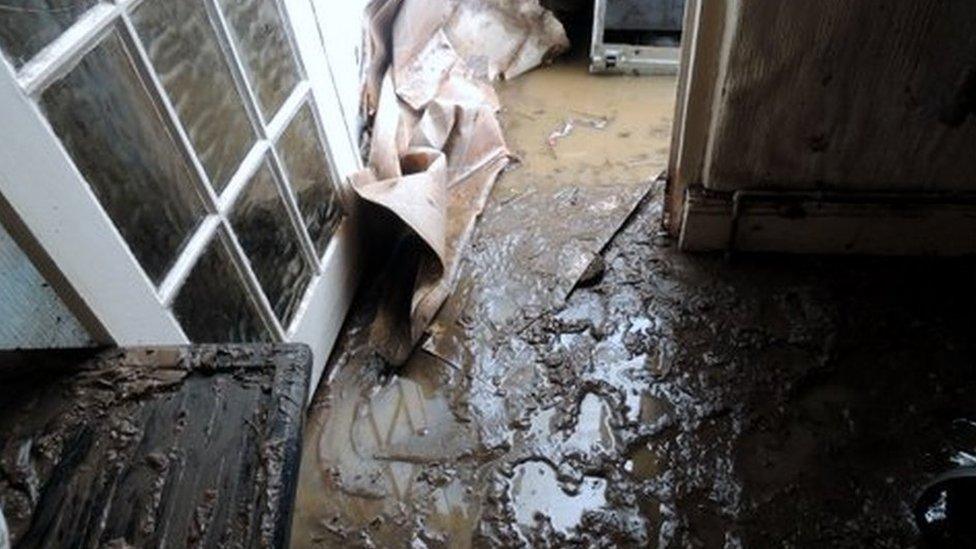 Storm Angus caused flooding at homes in Maesteg, Bridgend on Saturday